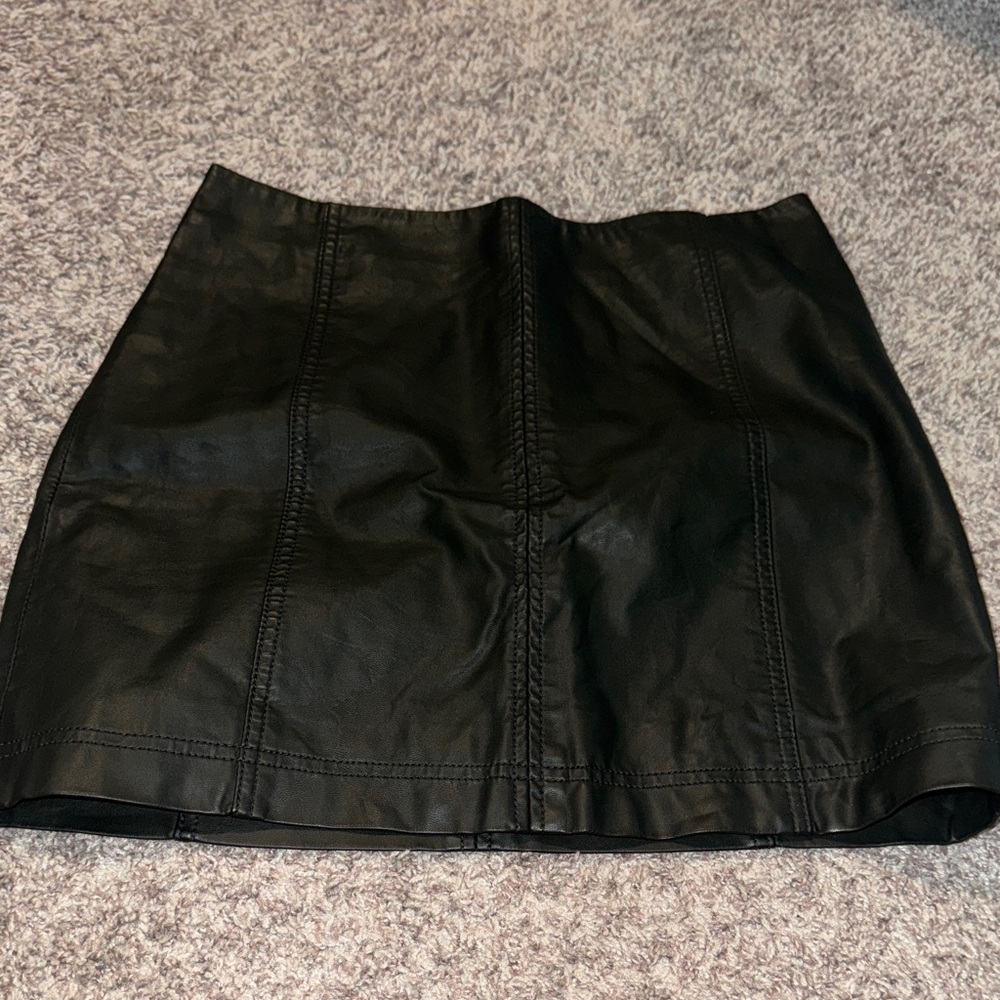 Free people olive green Leather  Skirt